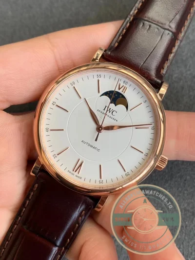 Swiss Replica IWC Portofino Moon Phase Rose Gold IW459403 - 1:1 Swiss Replica Watch