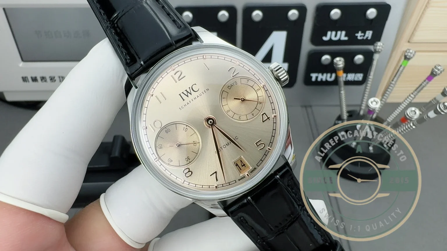Swiss Replica IWC Portugieser Automatic 42mm Gold Dial IW501705 - Swiss Movement Replica Watch