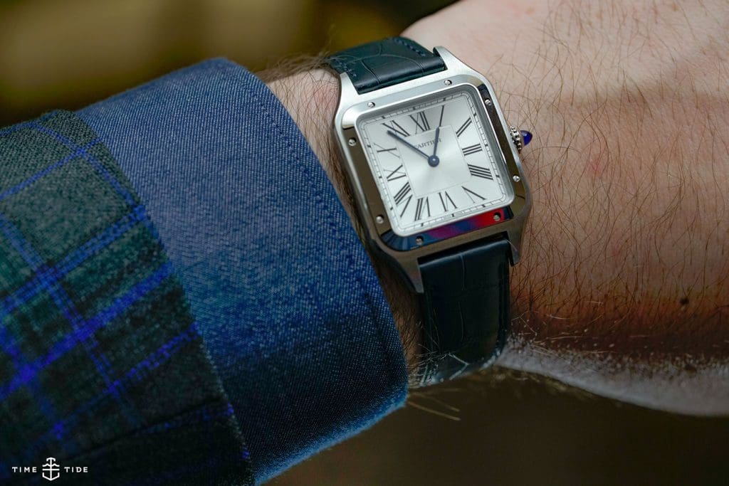 Cartier Santos de Cartier steel watch with blue hands