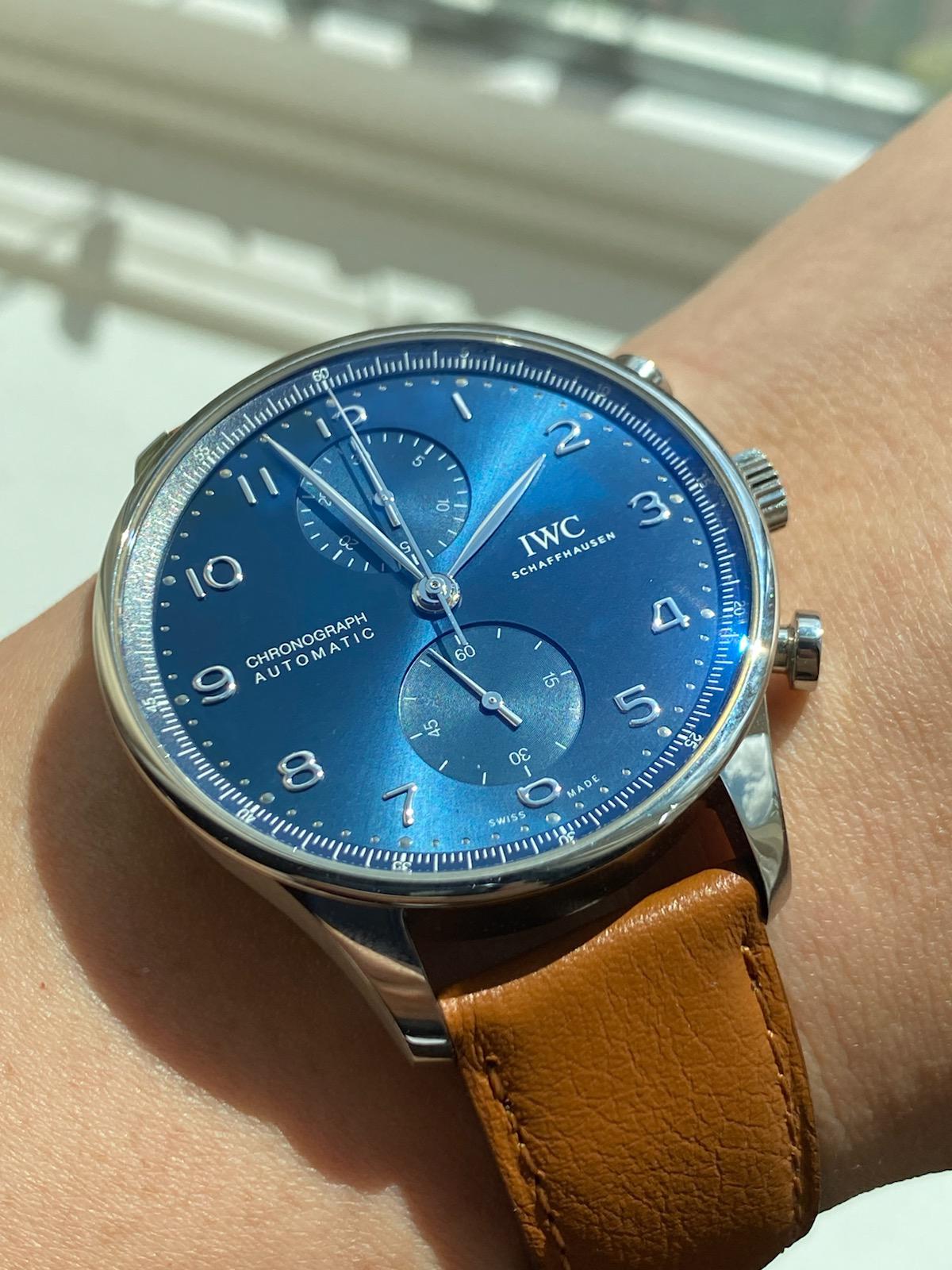 Best IWC super clone Portugieser Chronograph with blue dial