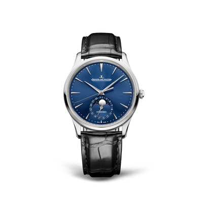 Jaeger-LeCoultre Master Ultra Thin Moon with blue sector dial and moonphase at 6 o'clock