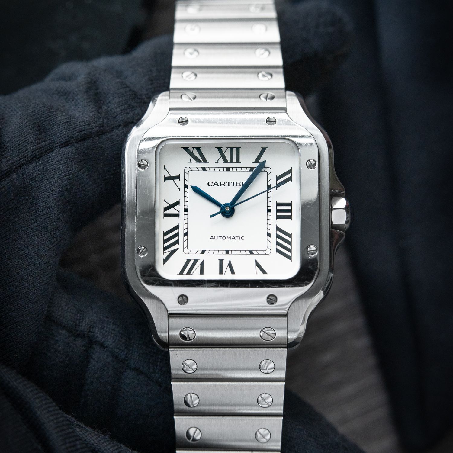 Cartier Santos medium steel watch