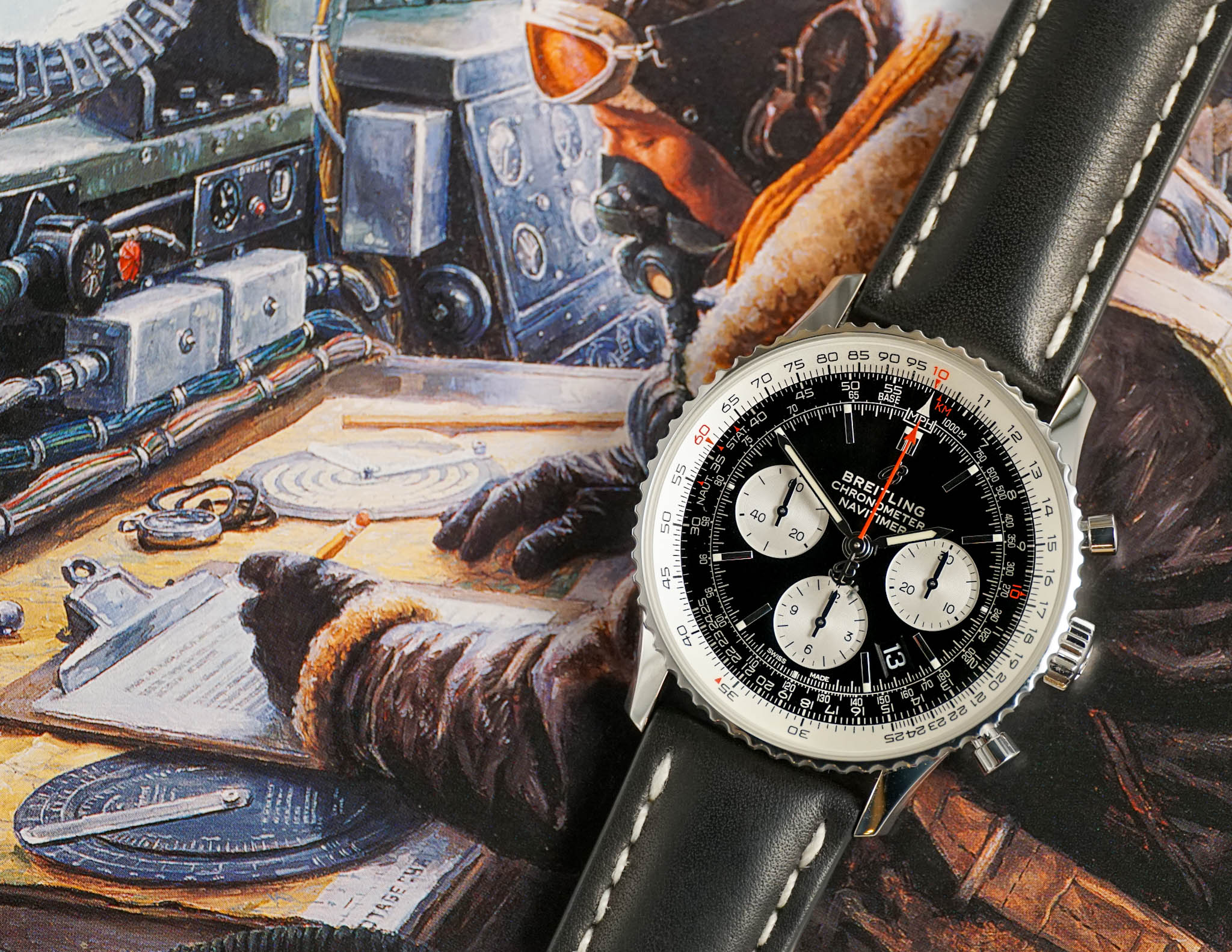 Breitling Navitimer slide rule bezel markings detail