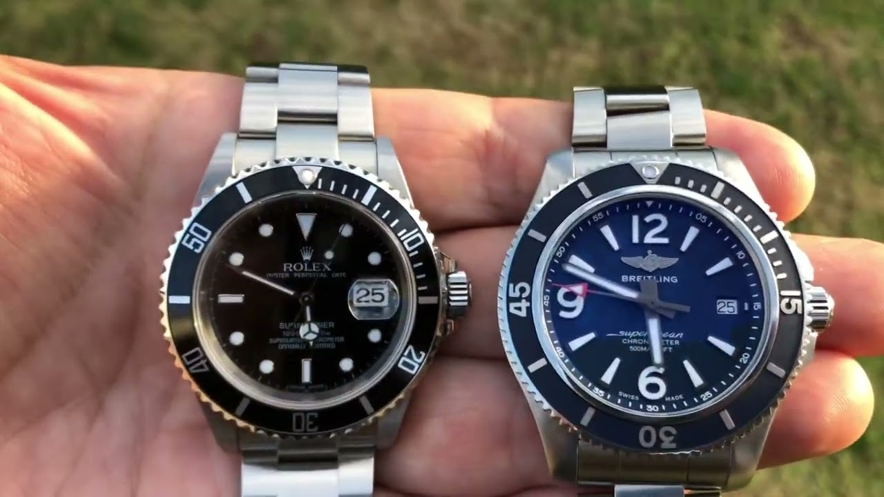Breitling Superocean and Rolex Submariner dive watch comparison