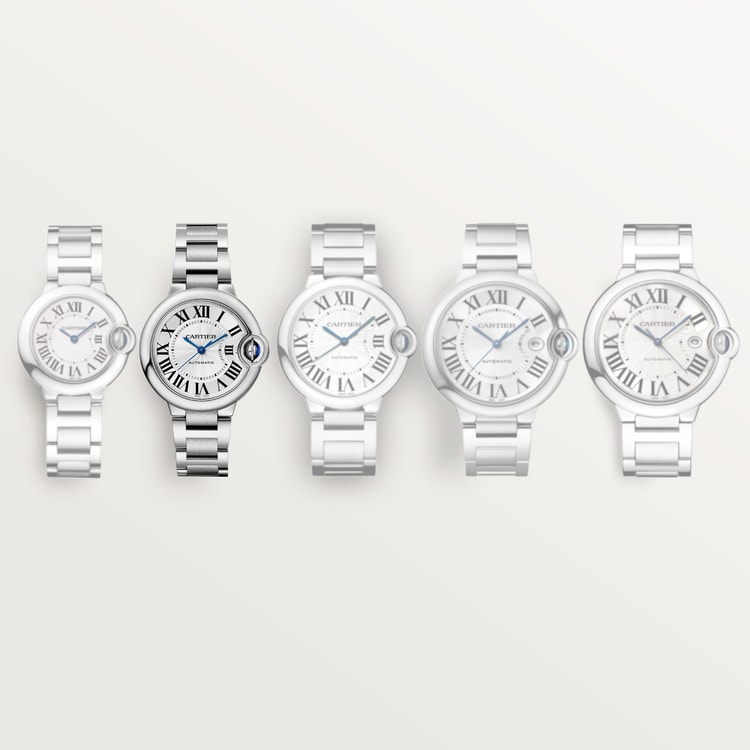 Cartier Ballon Bleu watches in different sizes side by side
