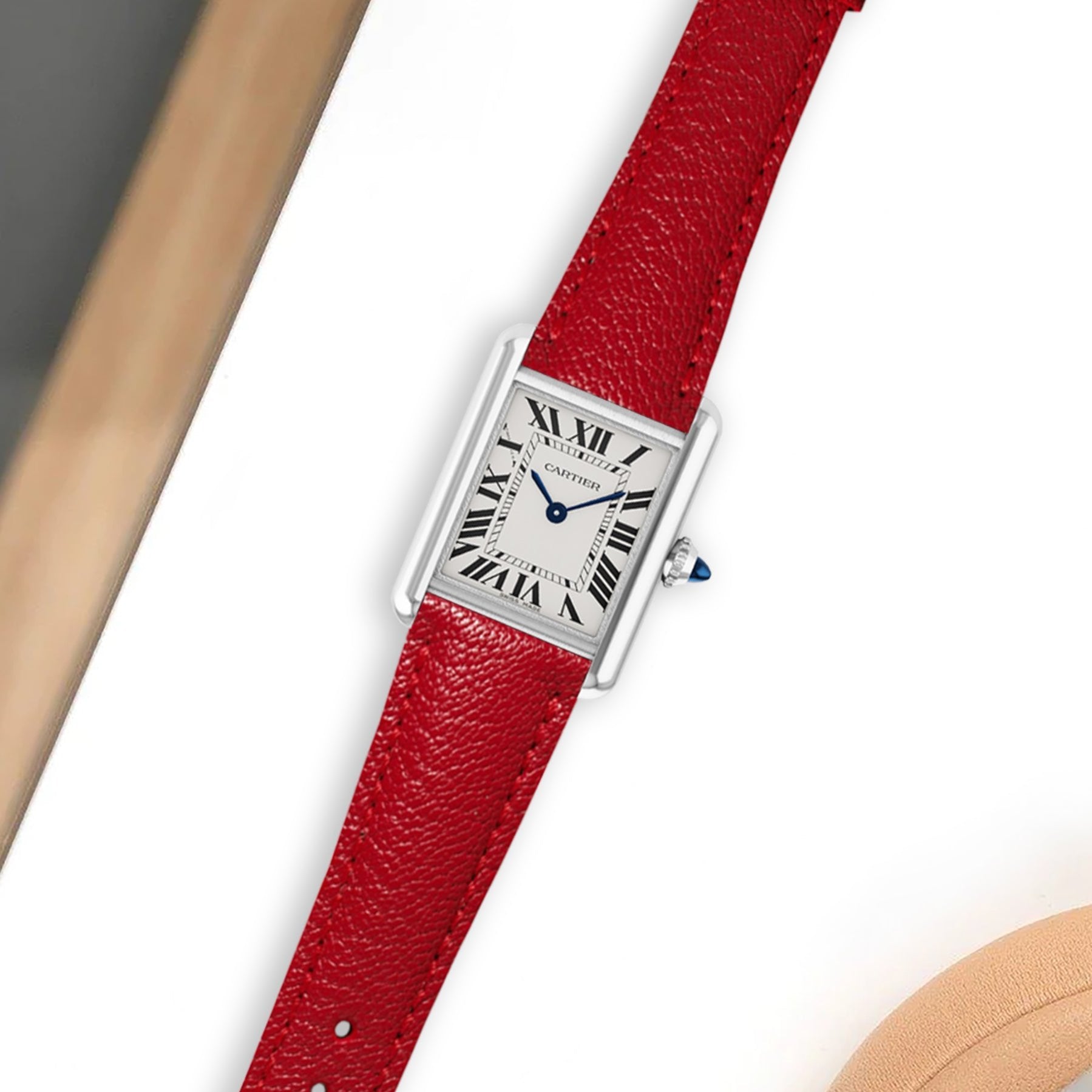 Cartier Tank Must watch with red or colored leather strap