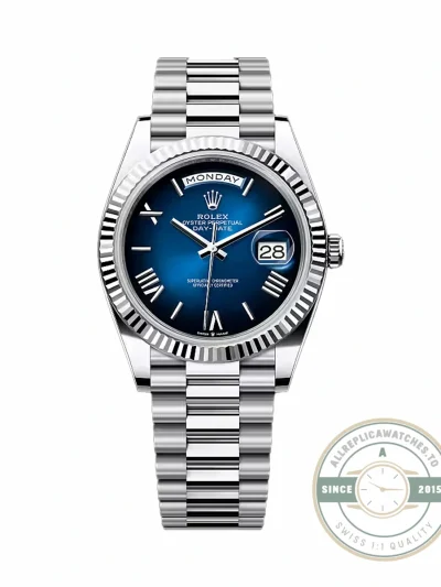 Rolex 228236-0024 Day-Date 40 Platinum Fluted Blue Ombré