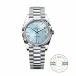 Rolex - 228236-0012 Day-Date 40 Platinum - Fluted Ice Blue - Roman
