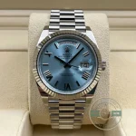 Rolex 228236-0012 Day-Date 40 Platinum Fluted Ice Blue Roman - Thumbnail Image 12