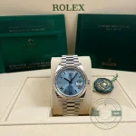 Rolex 228236-0012 Day-Date 40 Platinum Fluted Ice Blue Roman - Thumbnail Image 11