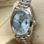 Rolex 228236-0012 Day-Date 40 Platinum Fluted Ice Blue Roman - Thumbnail Image 10