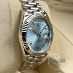 Rolex 228236-0012 Day-Date 40 Platinum Fluted Ice Blue Roman - Thumbnail Image 9