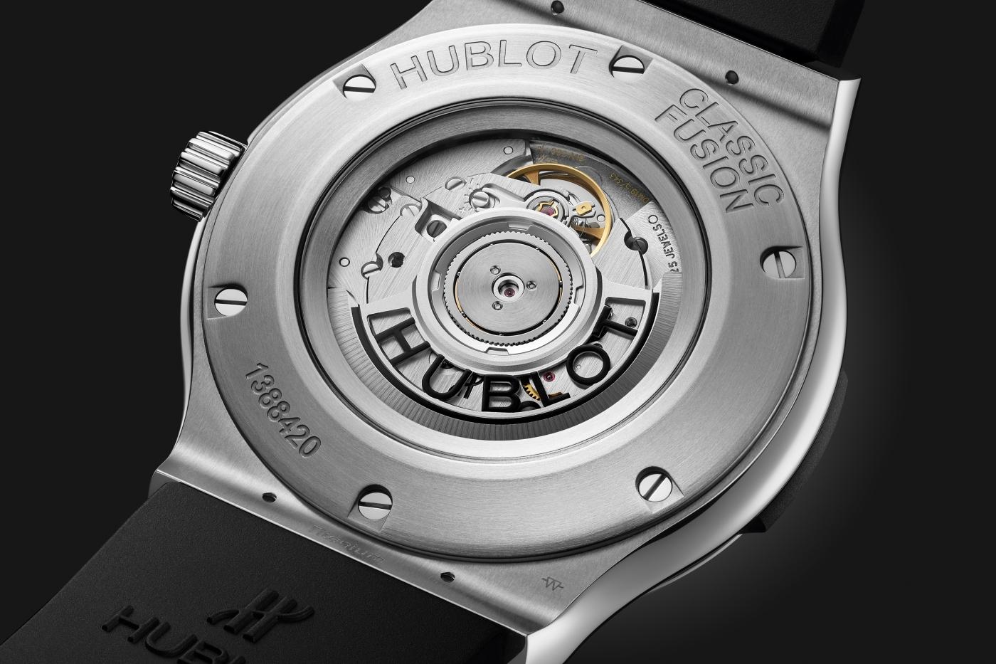 Hublot Classic Fusion replica movement through exhibition caseback