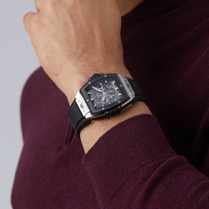 Hublot Spirit of Big Bang replica on wrist with rubber strap