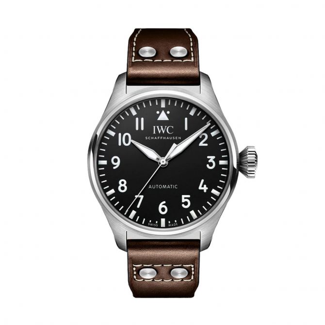 IWC Big Pilot replica with conical crown and black instrument dial