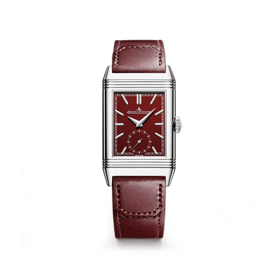 Jaeger-LeCoultre Reverso Tribute with deep burgundy sector dial and applied gold indexes
