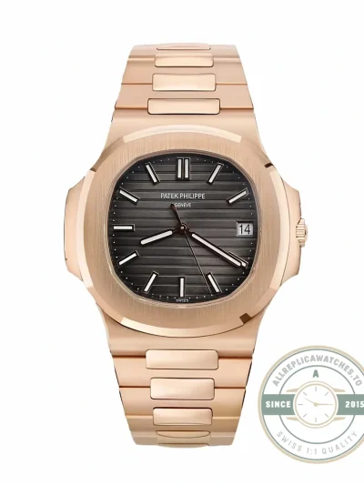 Replica Nautilus 57111R-001 Patek Philippe Rose Gold Black Dial front