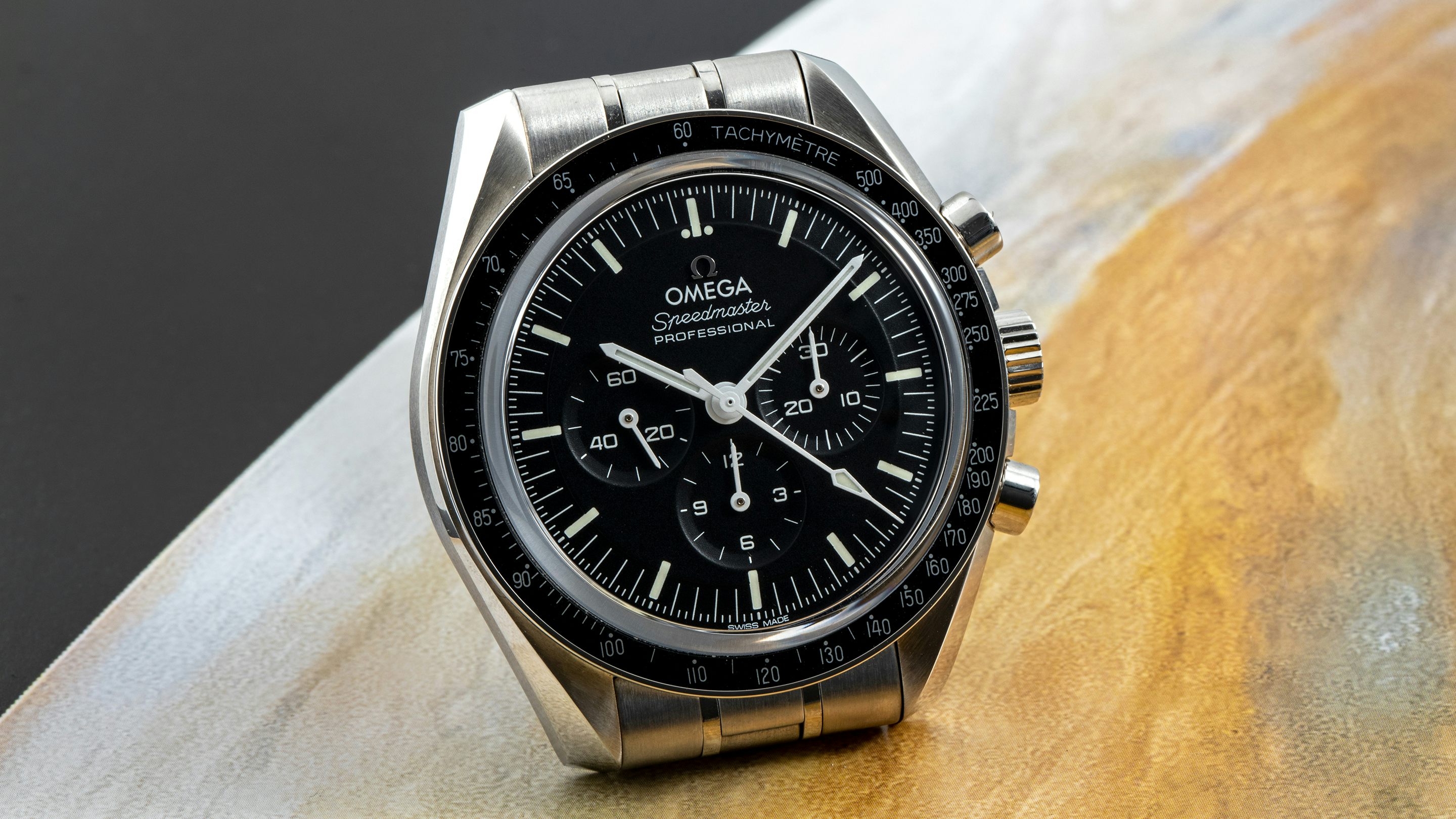 Omega Speedmaster Moonwatch Professional black dial chronograph steel