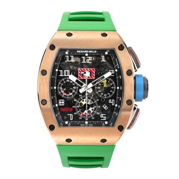 Richard Mille RM 011 rose gold skeleton dial close-up detail