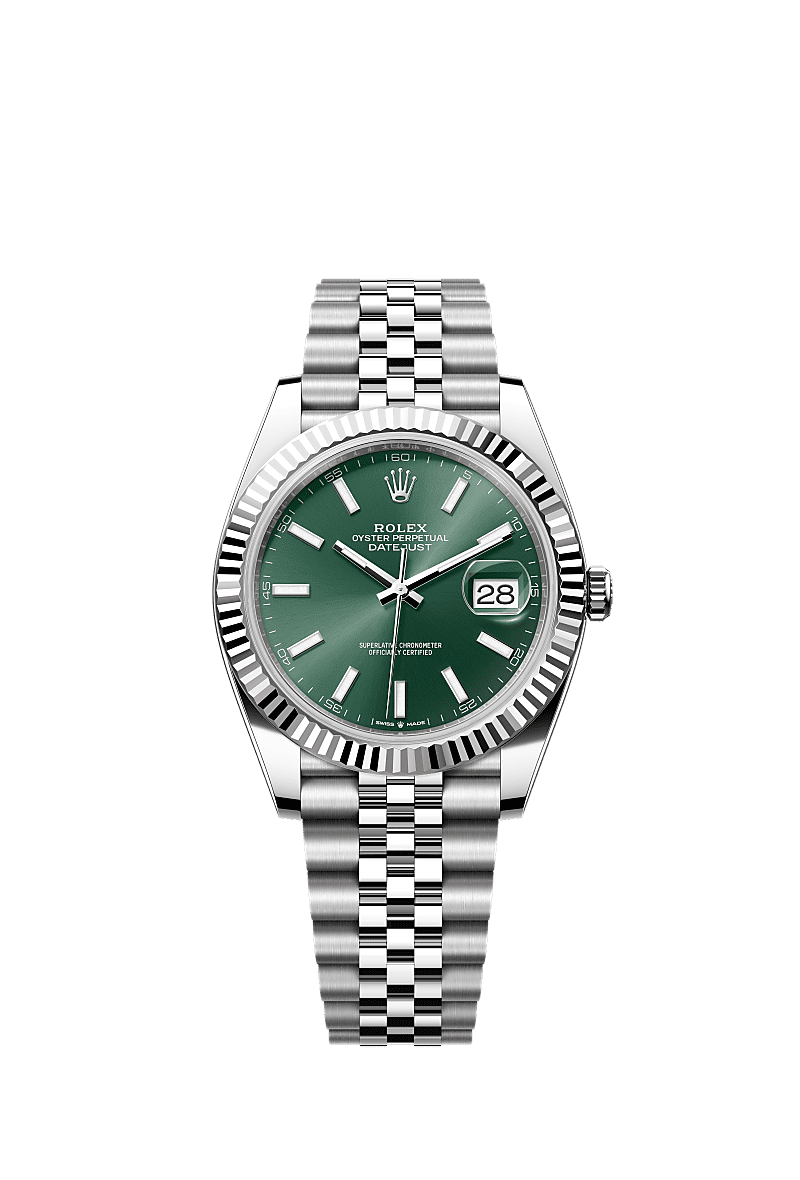 Rolex Datejust 41 mint green dial close-up