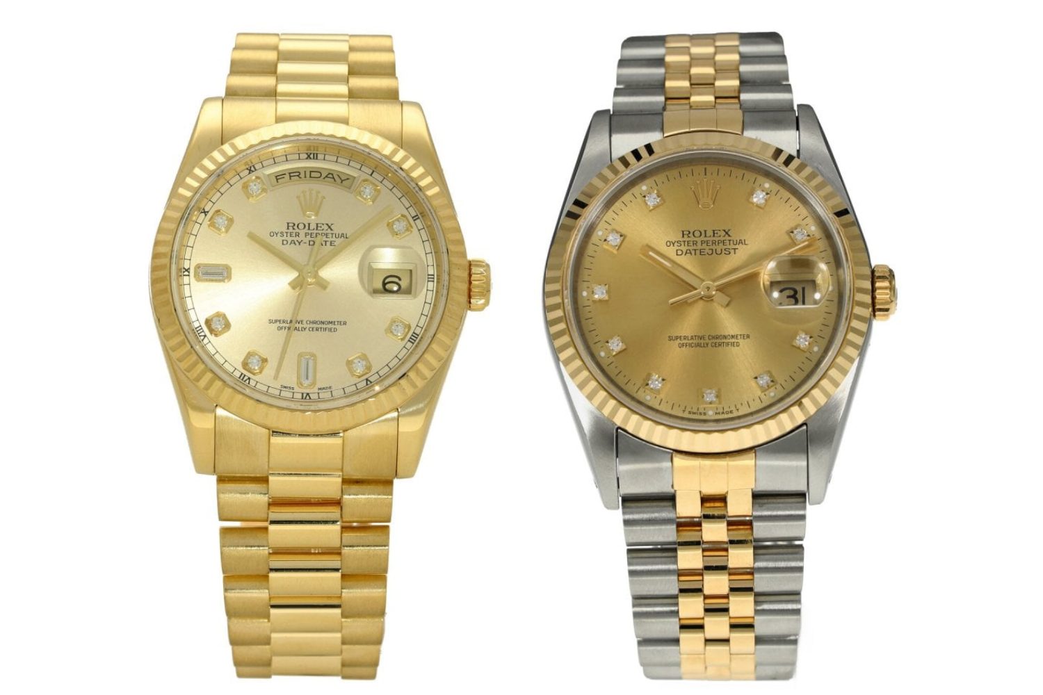 Rolex Datejust and Day-Date watches comparison