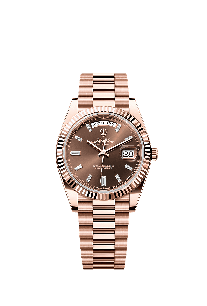 Rolex Day-Date 40 Everose rose gold chocolate dial