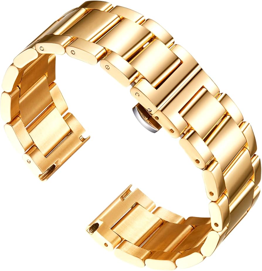 Gold watch bracelet polished surface macro detail