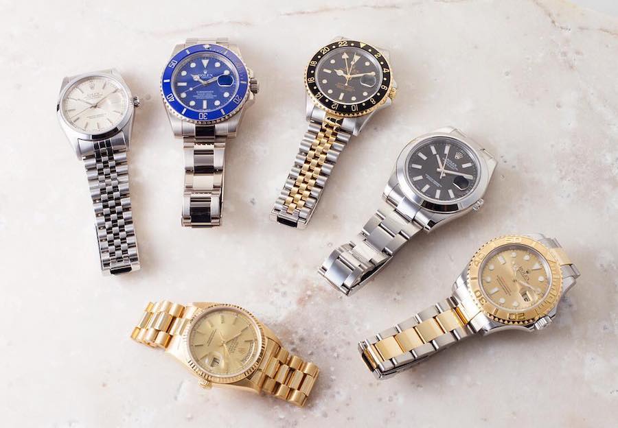 Rolex watches collection various models display