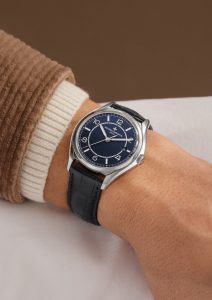 Vacheron Constantin Fiftysix replica with blue dial on leather strap