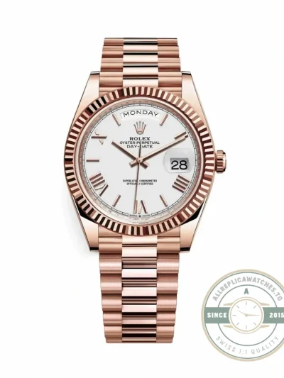 Rolex 228235-0032 Day-Date 40 Everose White Roman