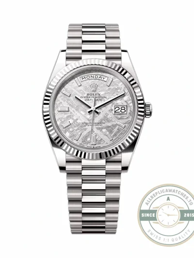 Rolex 228239-0055 Day-Date 40 White Gold Meteorite Baquette