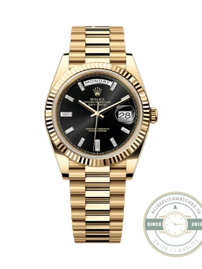 Rolex 228238-0004 Day-Date 40 Yellow Gold Black Baguette