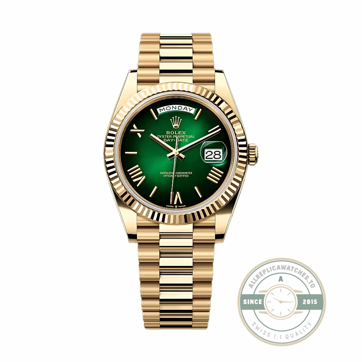 Rolex 228238-0069 Day-Date 40 Yellow Gold Fluted Green Ombré
