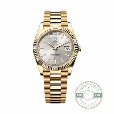 Rolex 228238-0066 Day-Date 40 Yellow Gold Fluted Silver