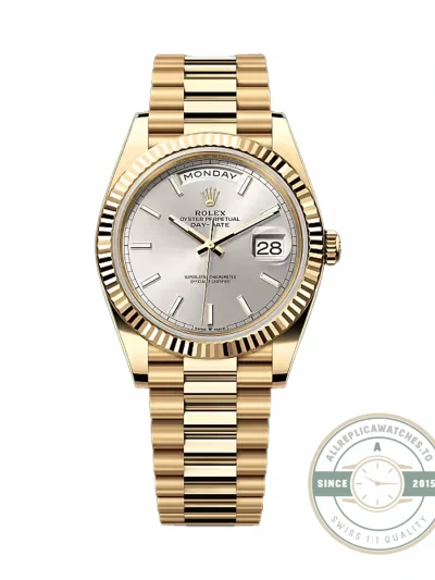 Rolex 228238-0066 Day-Date 40 Yellow Gold Fluted Silver