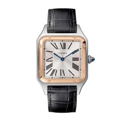 Replica Cartier Santos-Dumont W2SA0017, rose gold bezel over a steel case