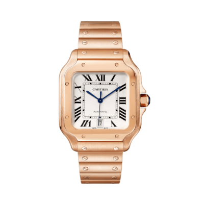 Replica Cartier Santos WGSA0018 in rose gold with a white Roman numeral dial