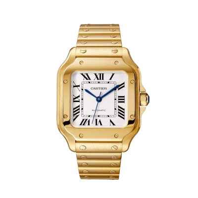 Replica Cartier Santos WGSA0030 in yellow gold with a silvered Roman dial