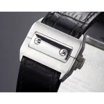 Strap end-piece locked to the case shoulder by a single polished screw