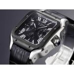Angled on grey, the bezel screws and black dial read as one dark block