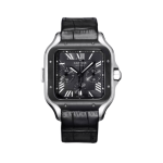 Replica Cartier Santos Chronograph in steel with a black dial and two counters
