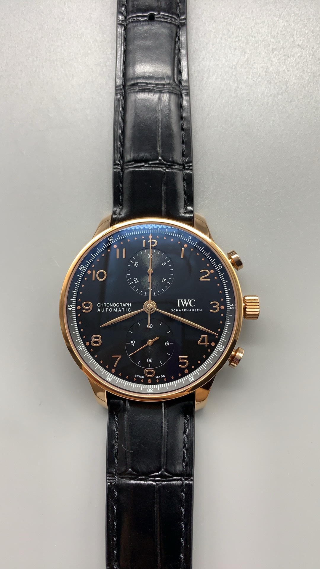 Rated to thirty metres: a dress chronograph, never a swimmer