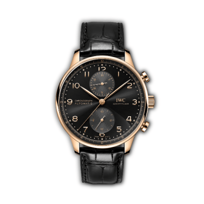 Clone IWC Portugieser Chronograph IW371625, 41mm with a black lacquer dial