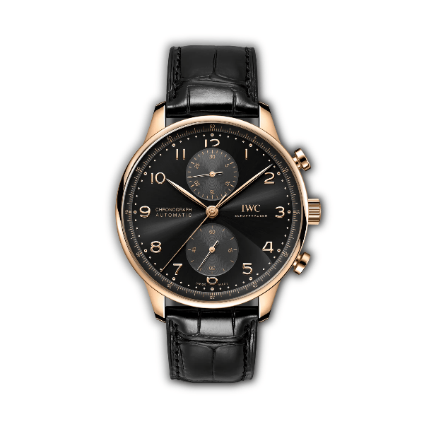 Clone IWC Portugieser Chronograph IW371625, 41mm with a black lacquer dial