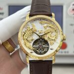 Replica Vacheron Constantin Traditionnelle 6040T Dragon Phoenix Tourbillon Gold Dial - Hand Engraved Metiers d Art
