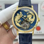 Swiss Clone Vacheron Constantin Traditionnelle 6040T Dragon Phoenix Tourbillon Blue Dial Rose Gold - Limited Edition Replica