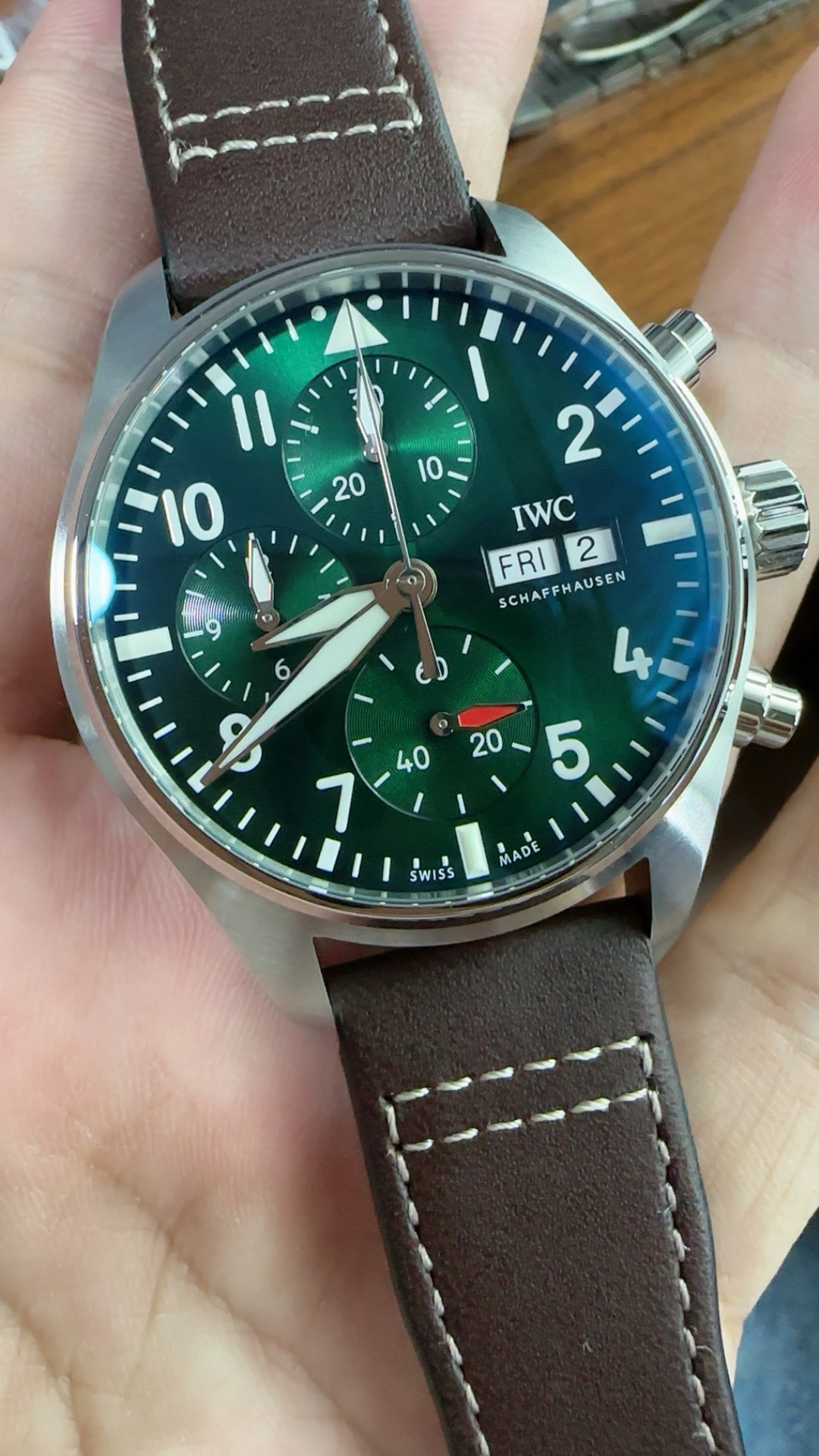 Super clone IWC Pilot's Watch Chronograph 43mm - IW378005 Green Dial - Image 10