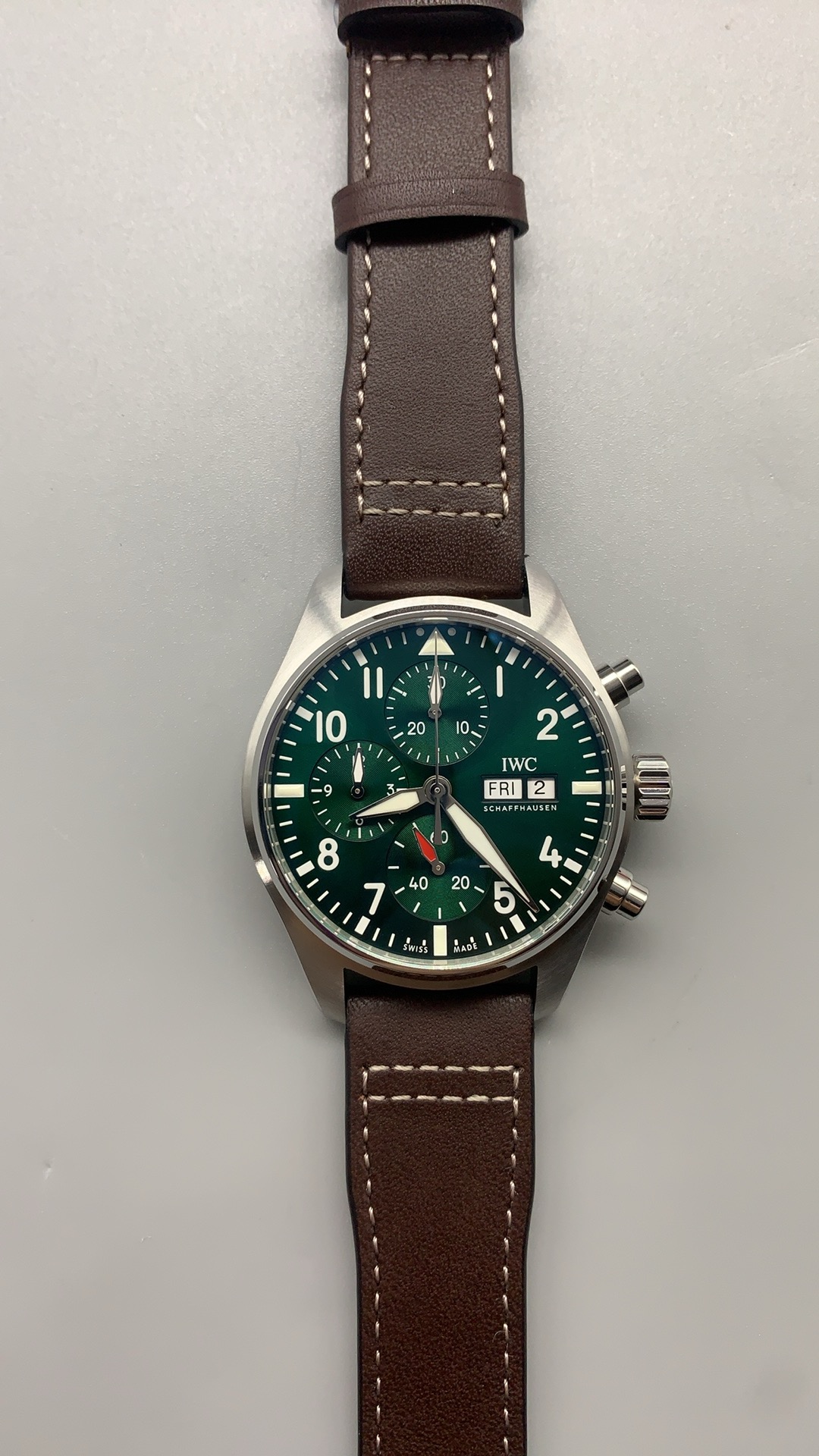 Super clone IWC Pilot's Watch Chronograph 43mm - IW378005 Green Dial - Image 4