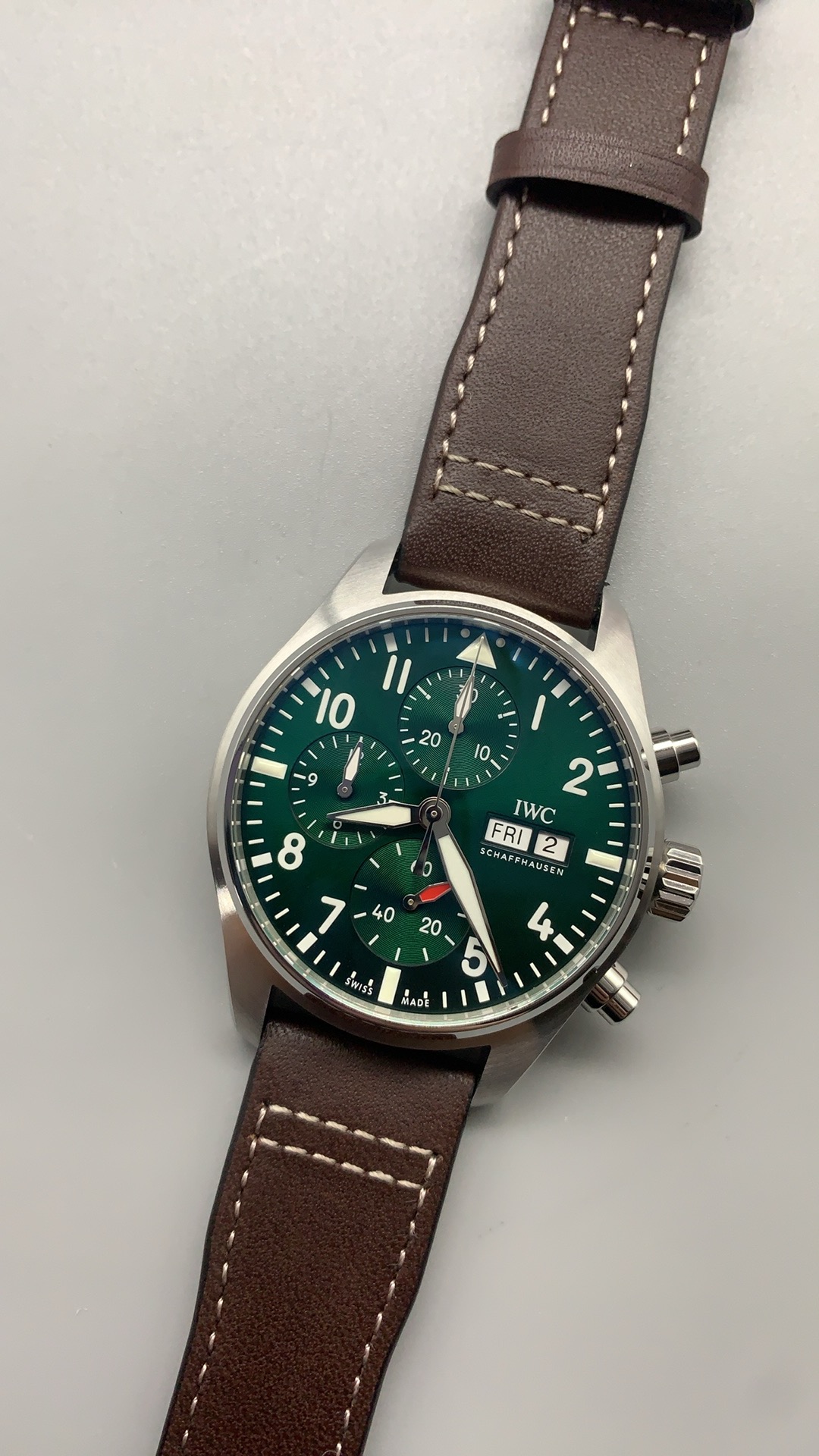 Super clone IWC Pilot's Watch Chronograph 43mm - IW378005 Green Dial - Image 6
