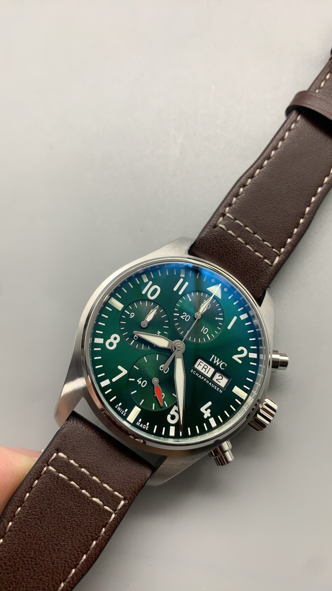 Super clone IWC Pilot's Watch Chronograph 43mm - IW378005 Green Dial - Image 8